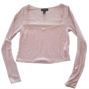 Y2K Soft Pink Long Sleeve Blouse